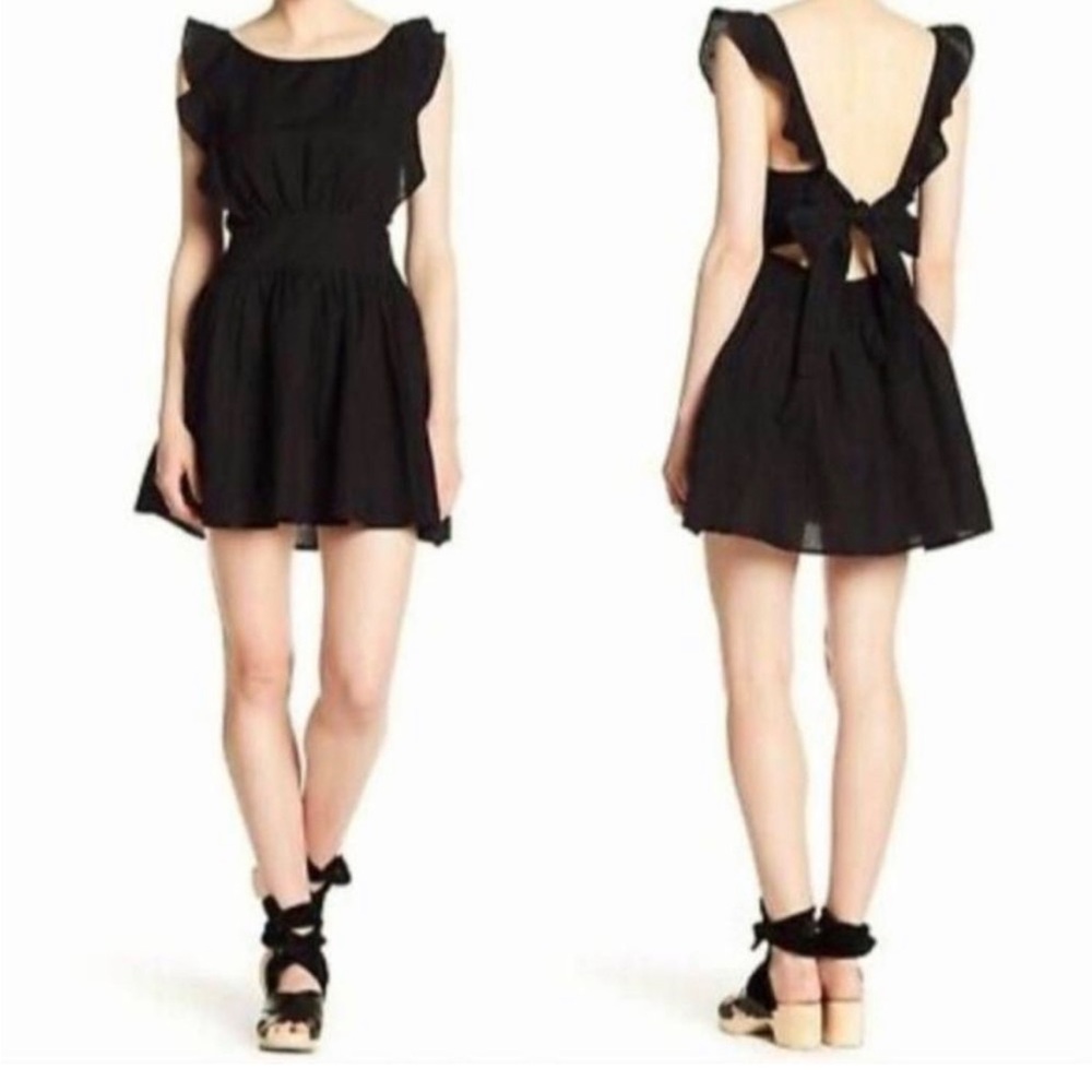 Free People Erin Black Mini Linen Dress Romper Size Women’s XS